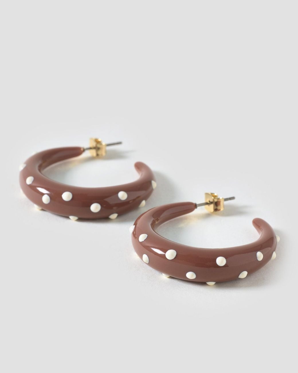 Oliver Bonas Metallic Barbara Polka Dot Enamel Hoop Earrings