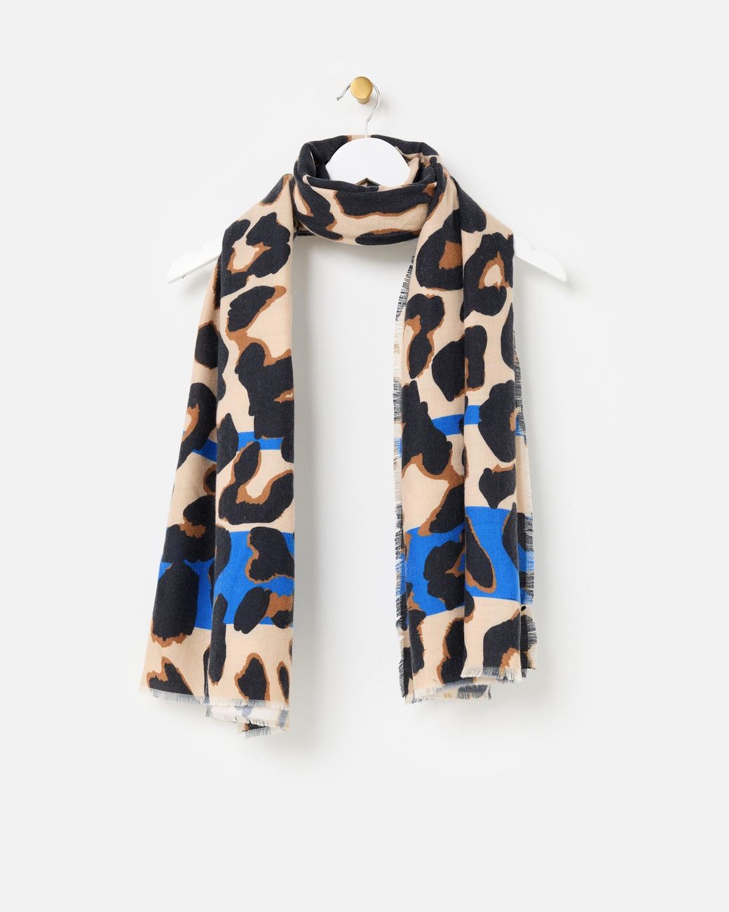 Oliver Bonas Leopard Print & Blue Stripe Midweight Scarf