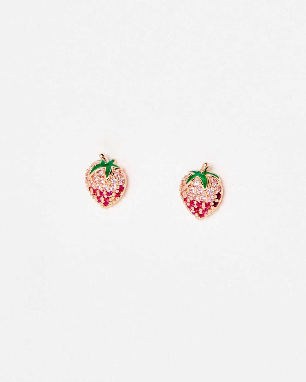 Oliver Bonas White Shellie Strawberry Stone Stud Earrings