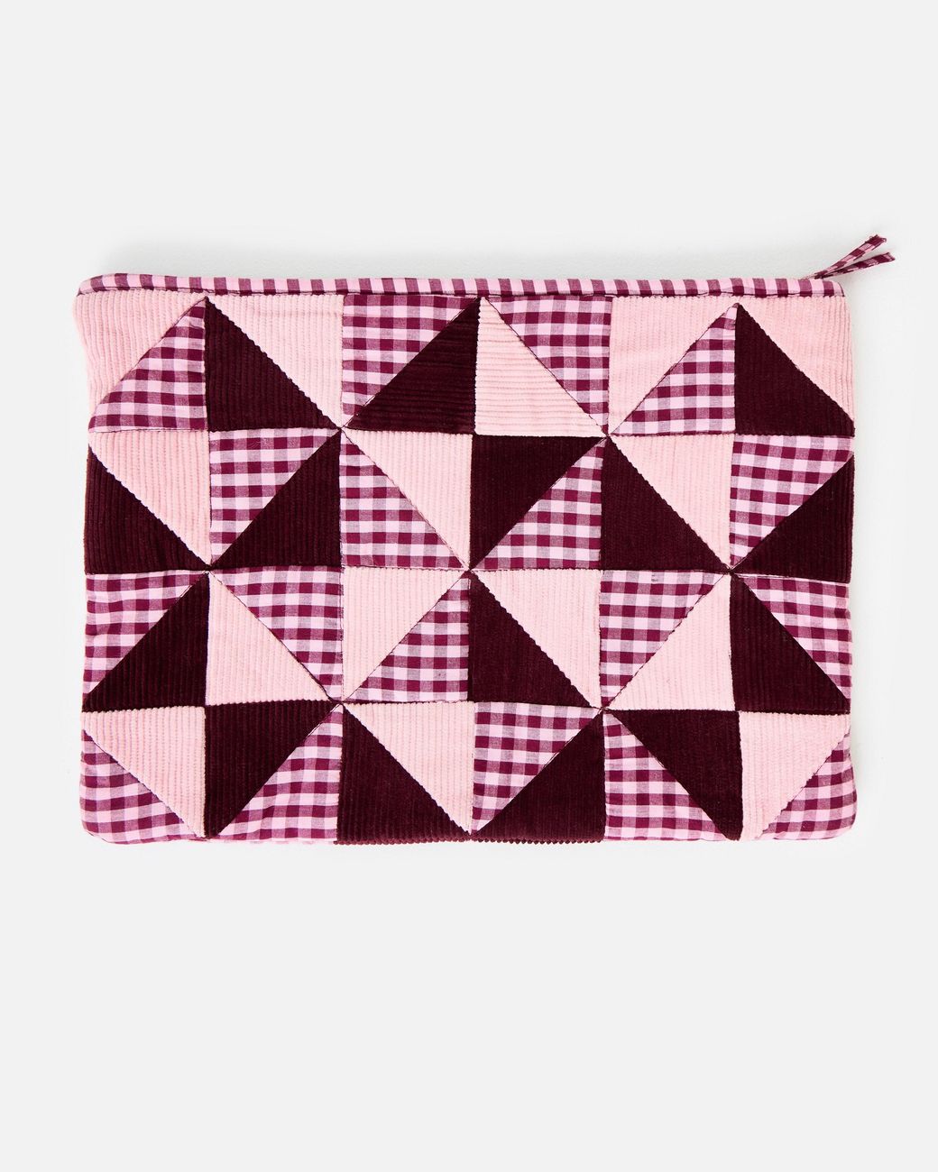 Oliver Bonas Emily Pink & Burgundy Patchwork Corduroy Laptop Case