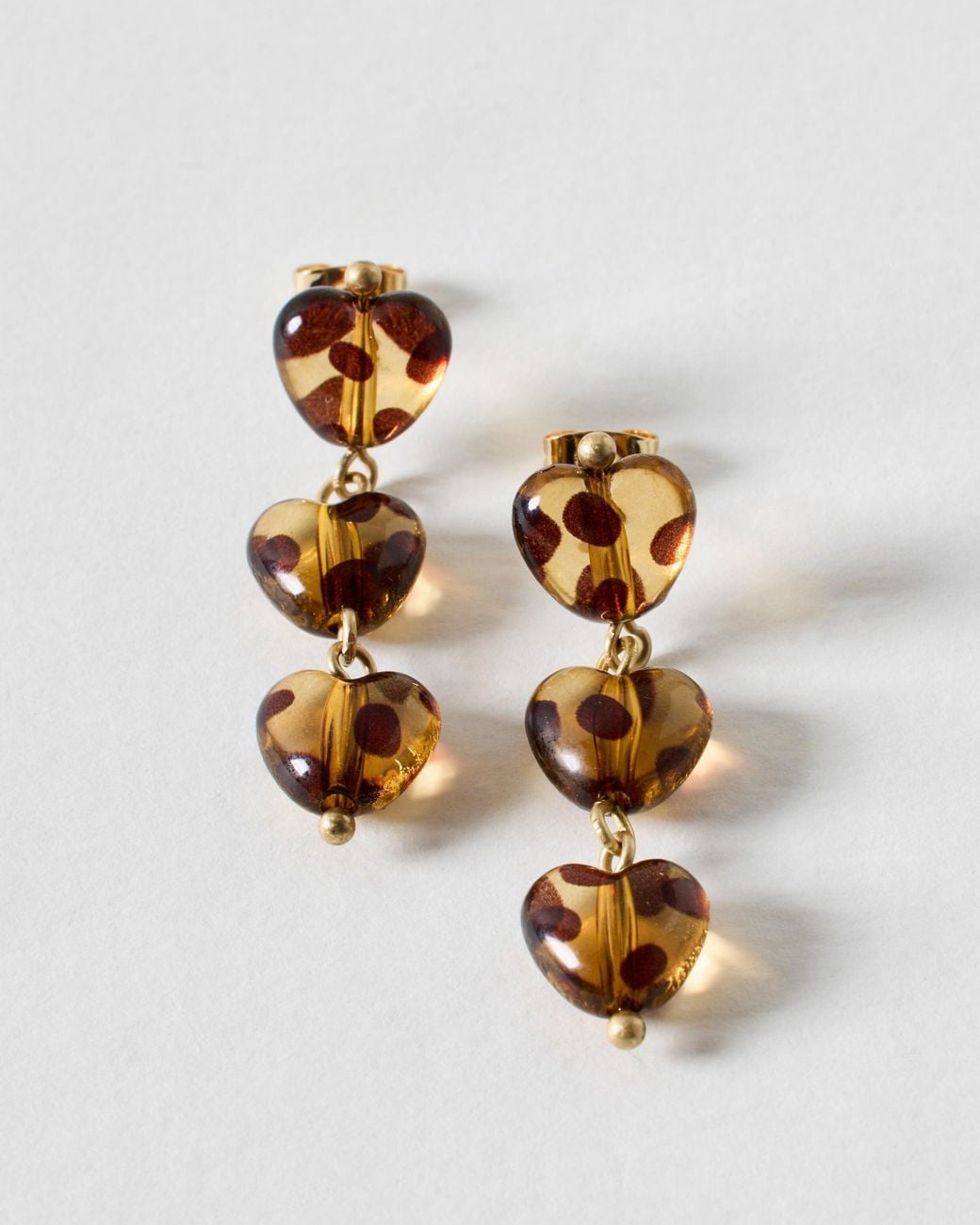 Oliver Bonas Metallic Naya Tiered Tort Resin Heart Drop Earrings