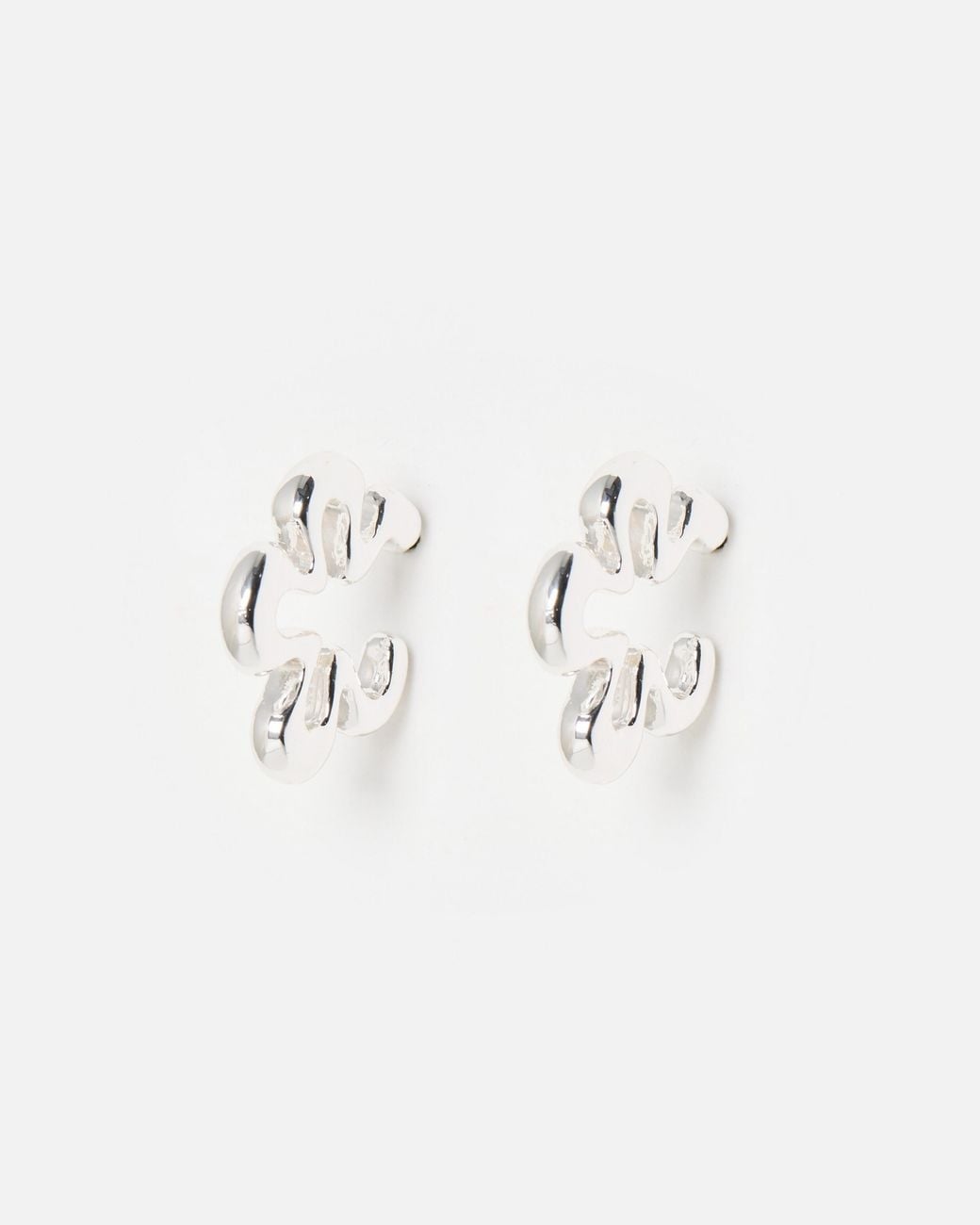 Oliver Bonas Natural Belle Flower Motif Hoop Earrings