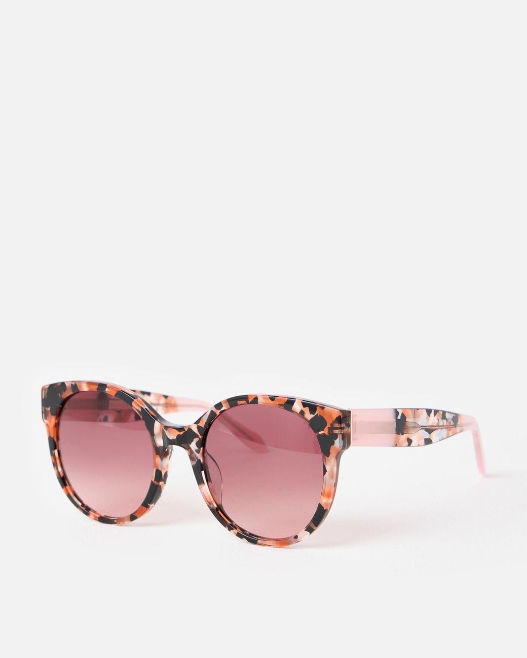 Oliver Bonas Pink Faux Tortoiseshell Preppy Acetate Sunglasses