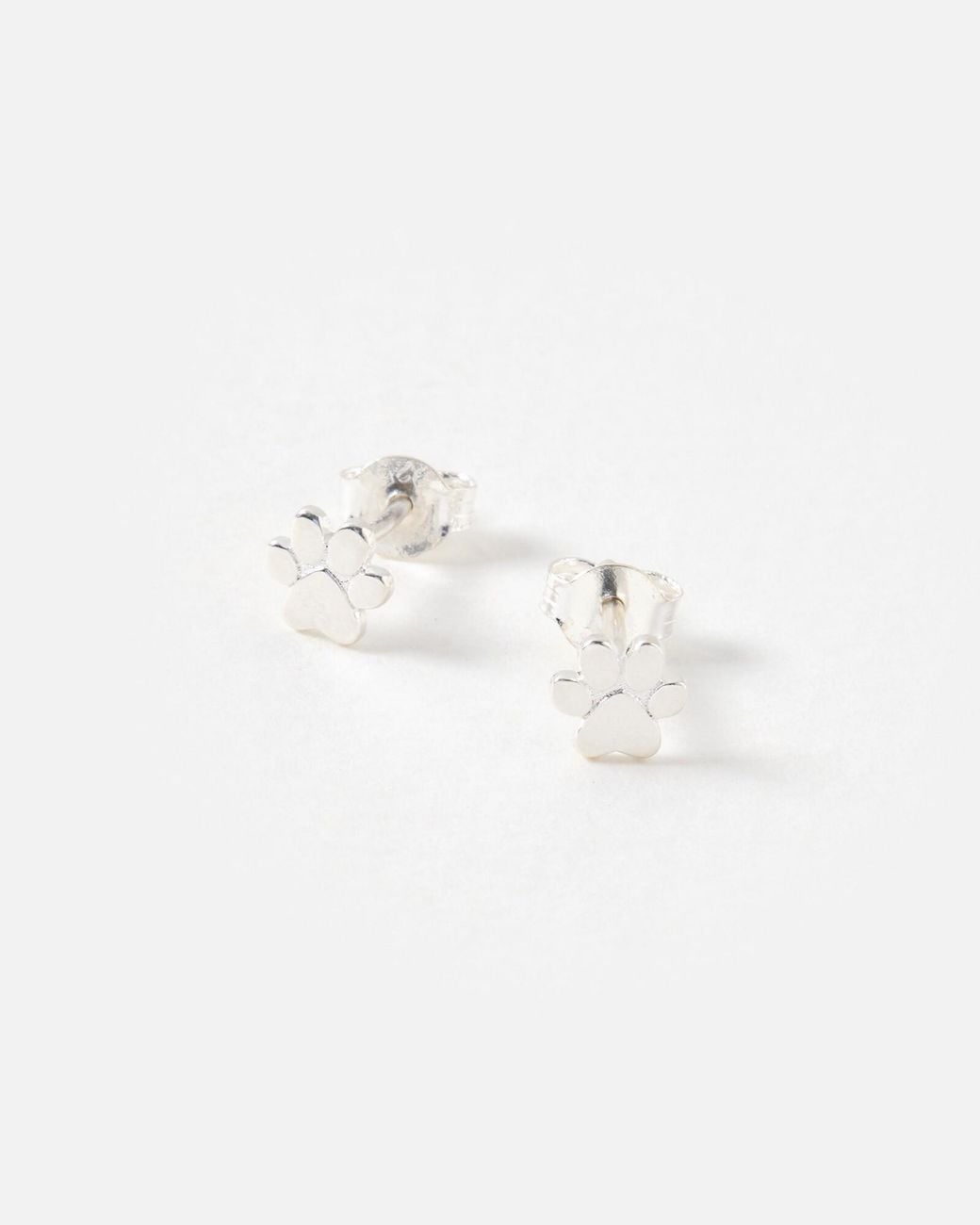 Oliver Bonas White Milo Paw Print Sterling Stud Earrings