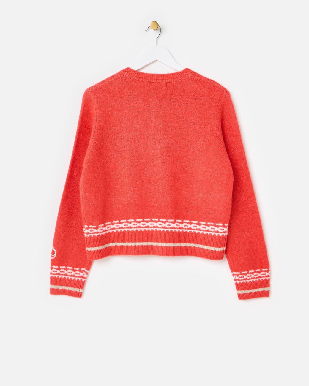 Oliver Bonas Orange Embroidered Crew Neck Knitted Cardigan, Size 10