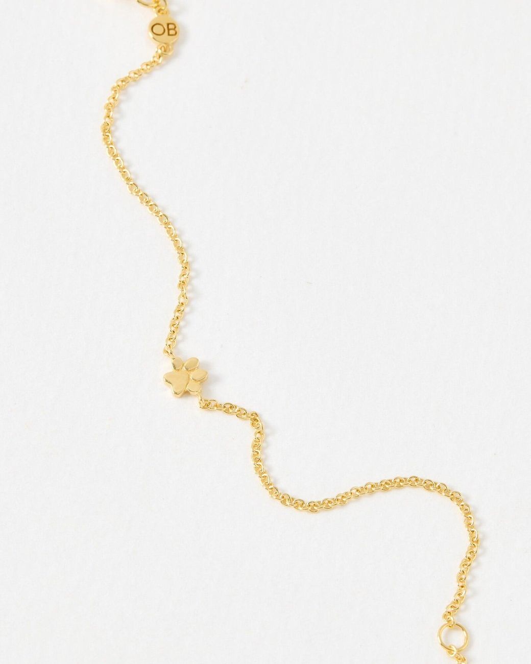 Oliver Bonas White Milo Paw Print Chain Bracelet