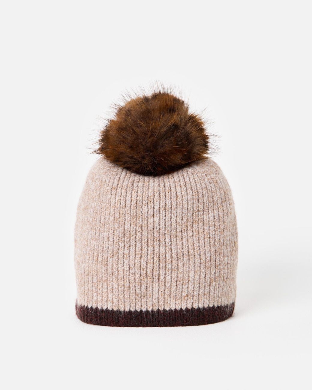 Oliver Bonas Brown & Animal Pom Pom Bobble Hat