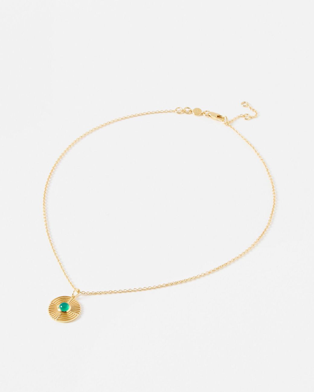 Oliver Bonas Metallic Gina Green Onyx Pendant Necklace