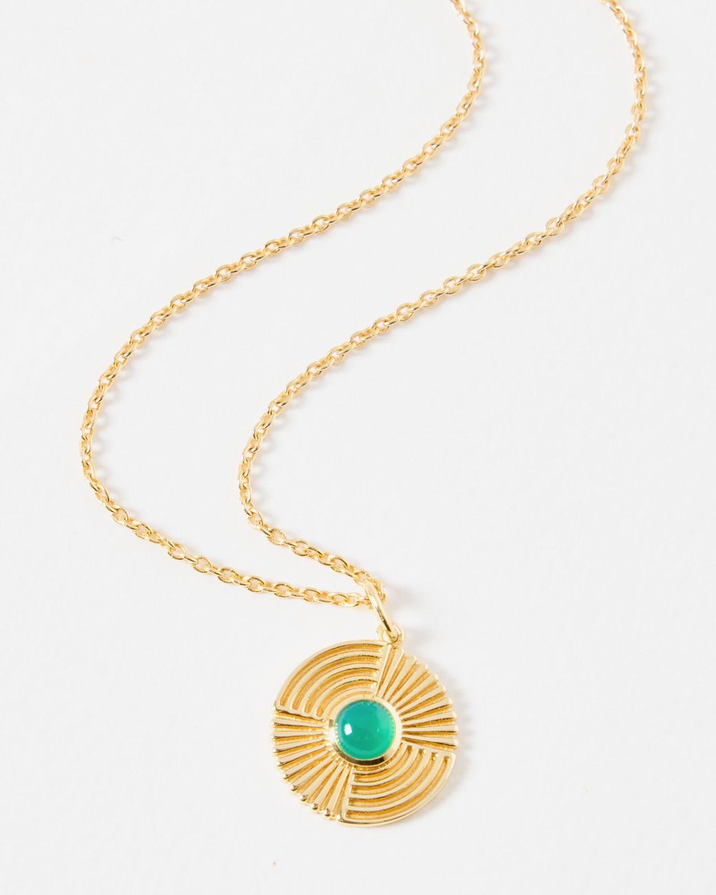 Oliver Bonas Metallic Gina Green Onyx Pendant Necklace