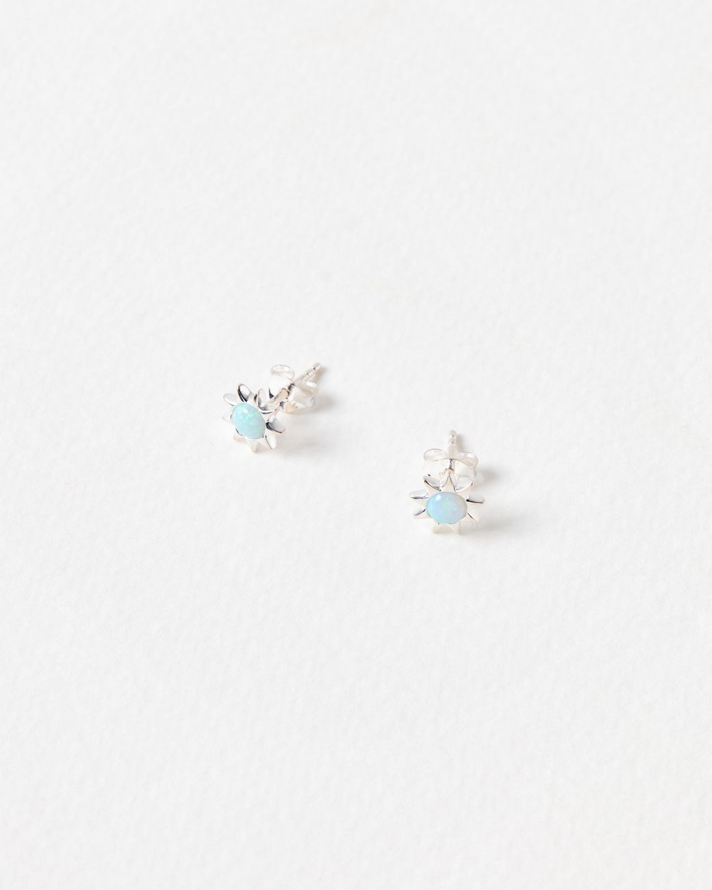Oliver Bonas Blue Cyra Sun Silver Opalite Stud Earrings