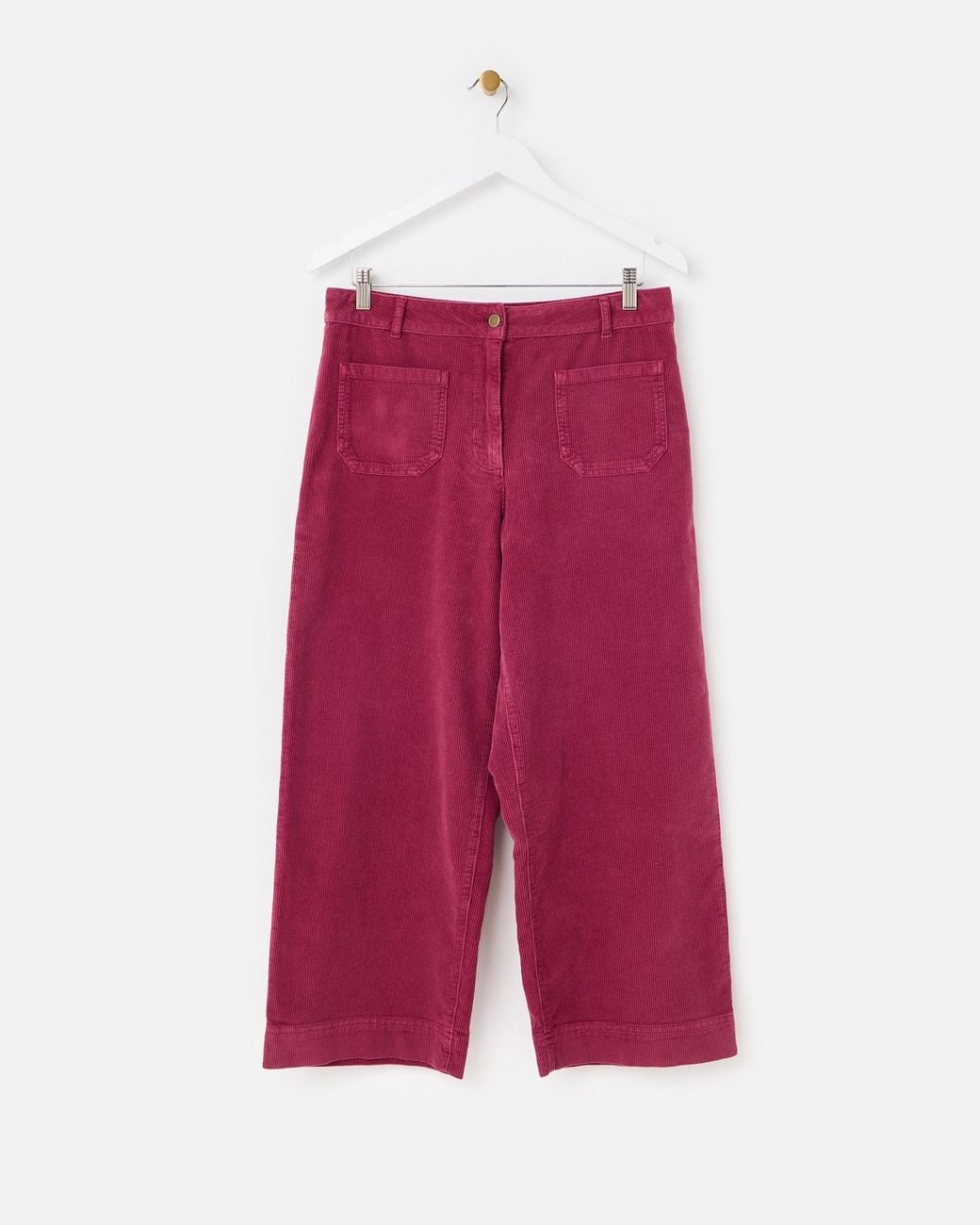 Oliver Bonas Red Dark Corduroy Cropped Wide Leg Trousers, Size 10