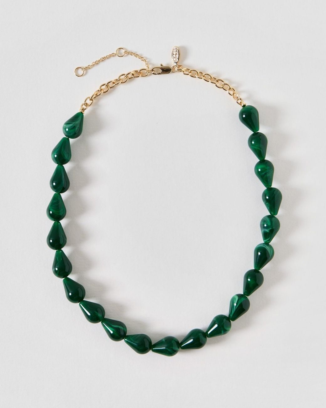 Oliver Bonas Green Midori Teardrop Beaded Necklace