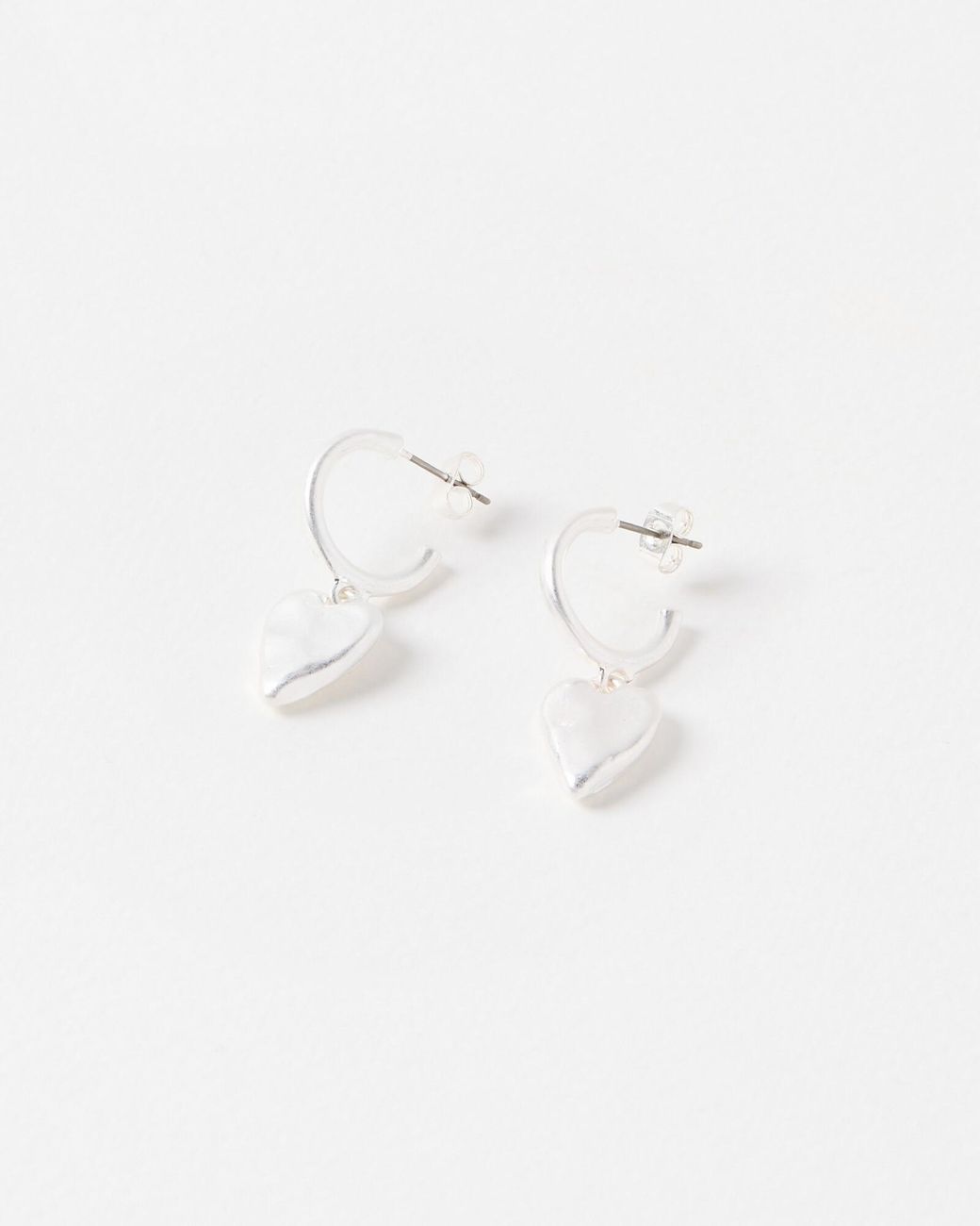 Oliver Bonas White Viola Tone Heart Drop Earrings
