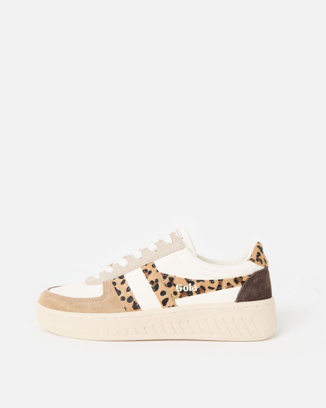 Gola Natural Grandslam Safari Quadrant Leopard Print Trainers, Size 3