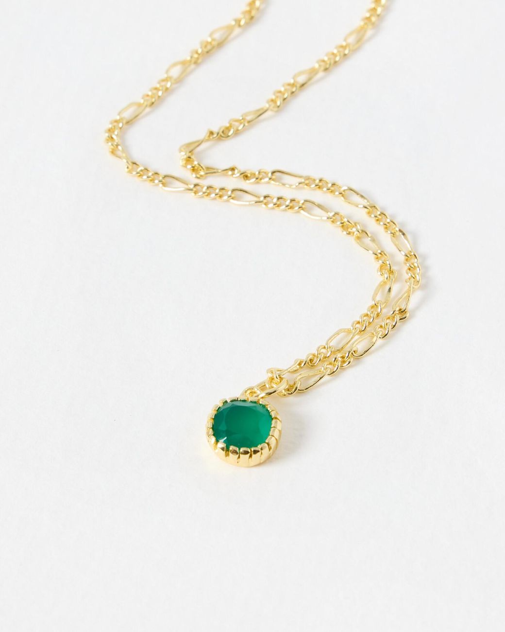 Oliver Bonas White Briar Green Onyx Pendant Necklace