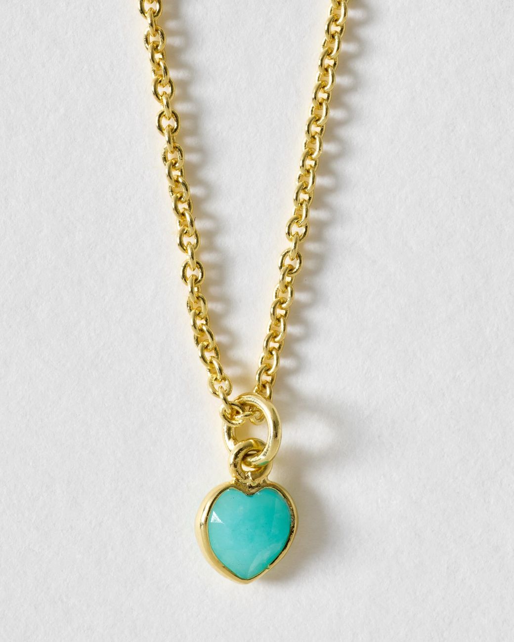 Oliver Bonas White Auden Amazonite Heart Charm Pendant Necklace