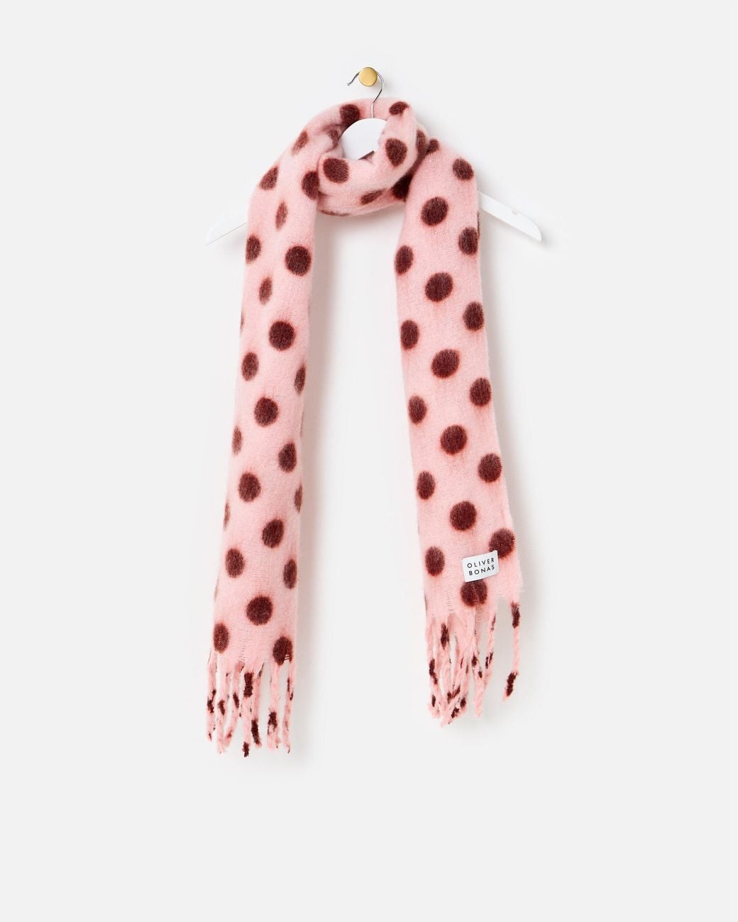 Oliver Bonas White & Burgundy Polka Dot Heavyweight Scarf