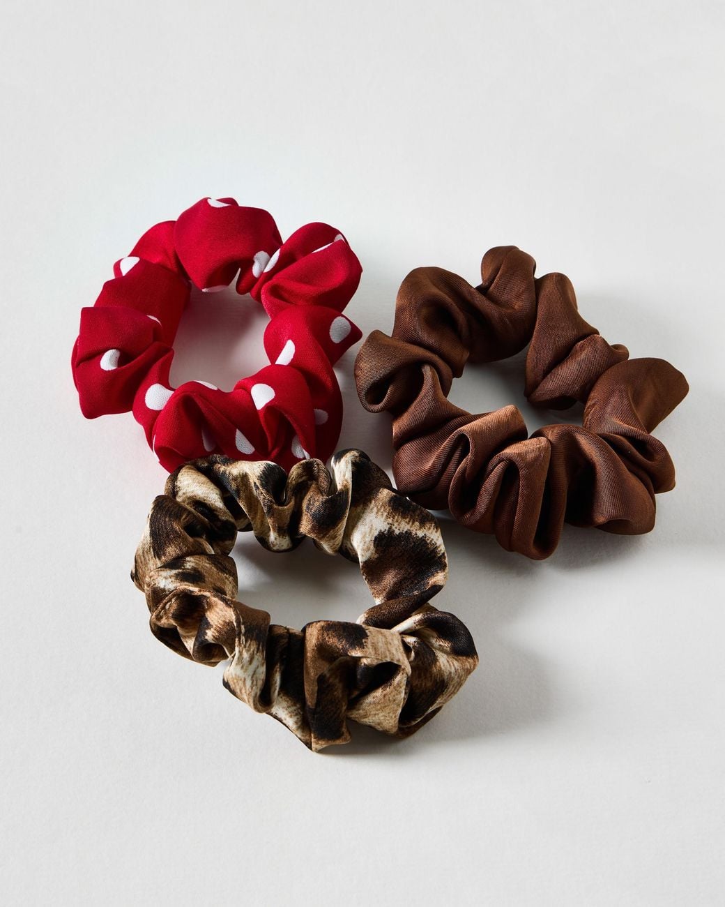 Oliver Bonas Red Margeau Polka Dot & Animal Scrunchies Set Of Three
