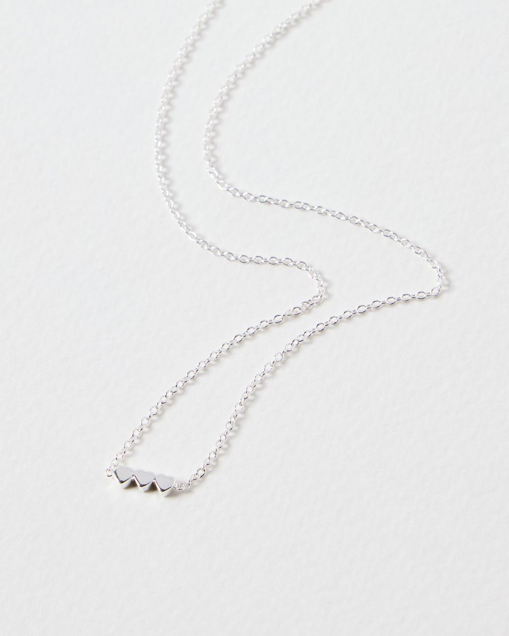 Oliver Bonas White Triple Heart Chain Necklace