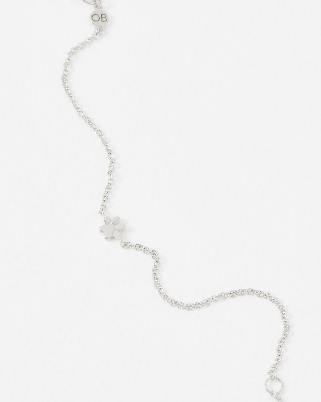 Oliver Bonas White Milo Paw Print Sterling Chain Bracelet