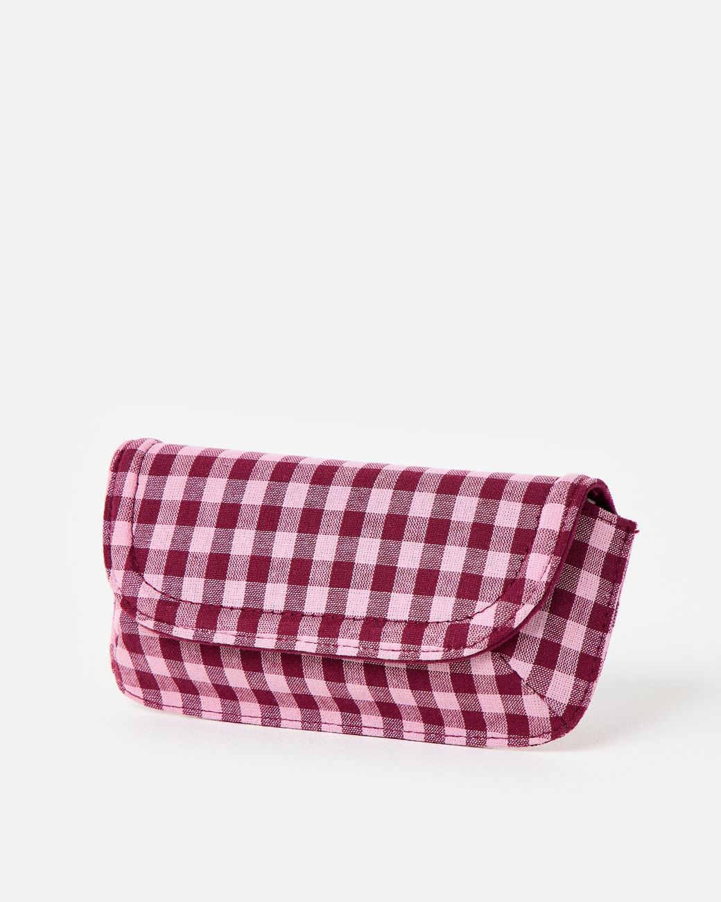 Oliver Bonas Red Carly Burgundy & Pink Gingham Sunglasses Case