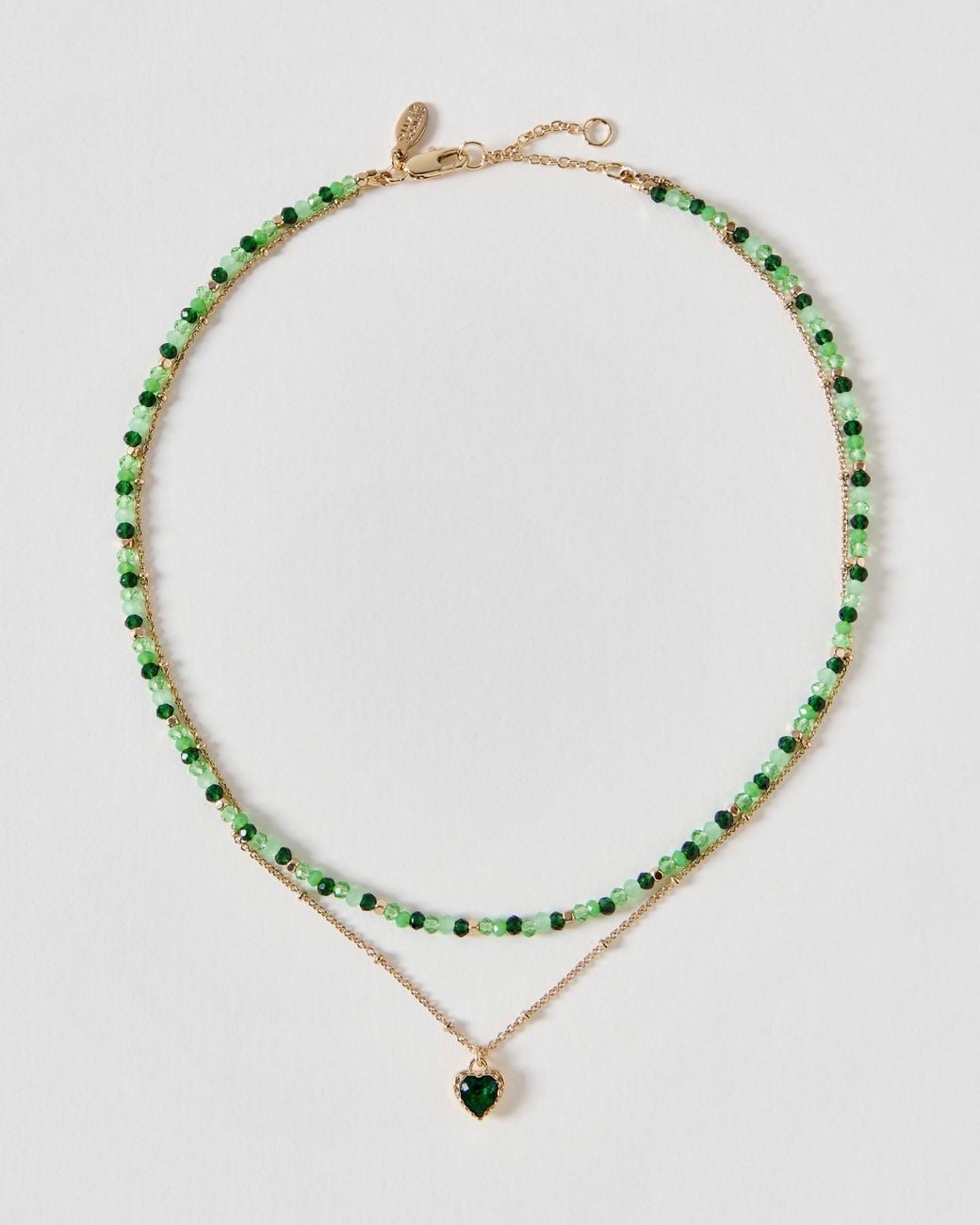 Oliver Bonas Metallic Nova Beaded Heart Layered Necklace