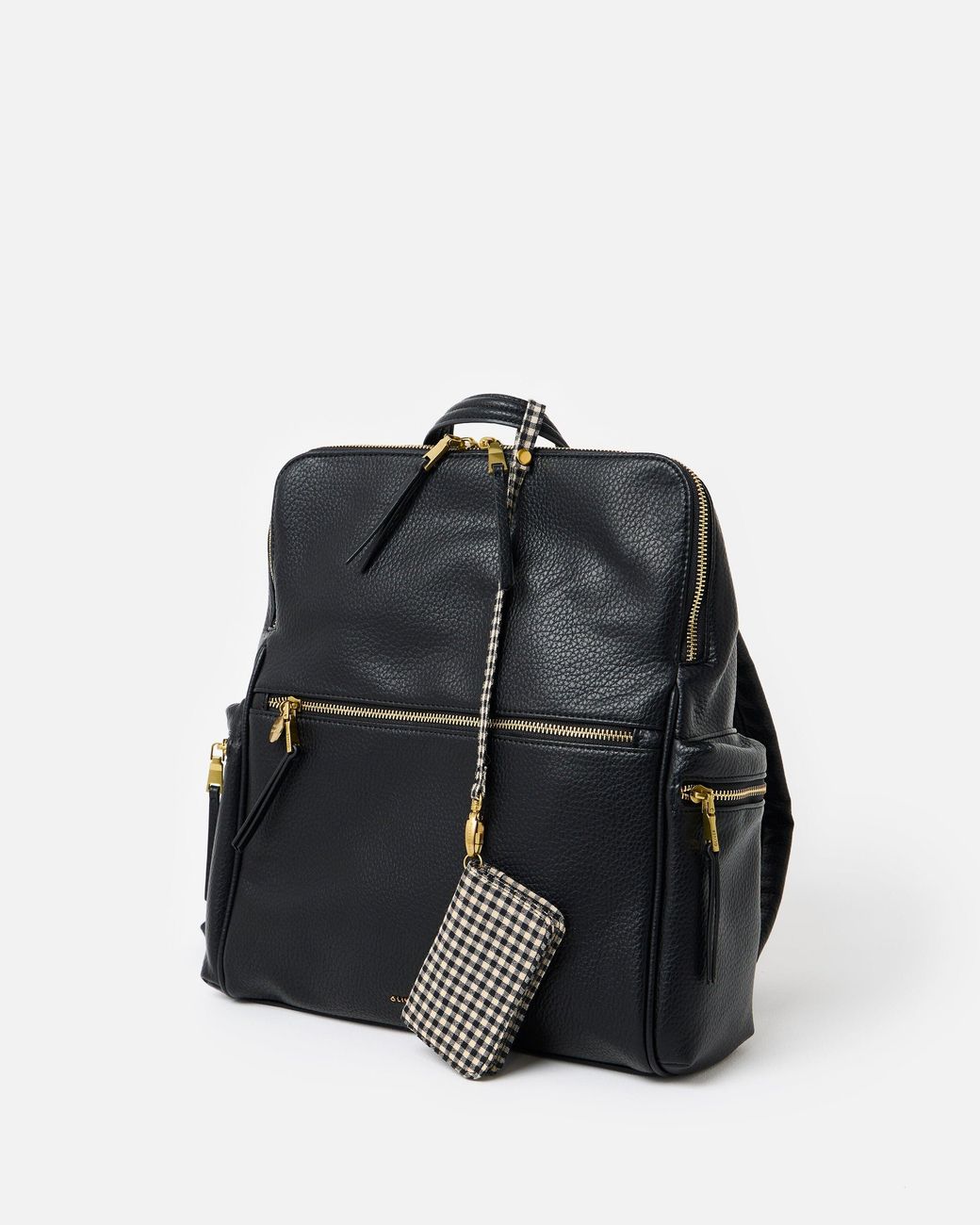 Oliver Bonas Black Imalie Curved Top & Gingham Backpack