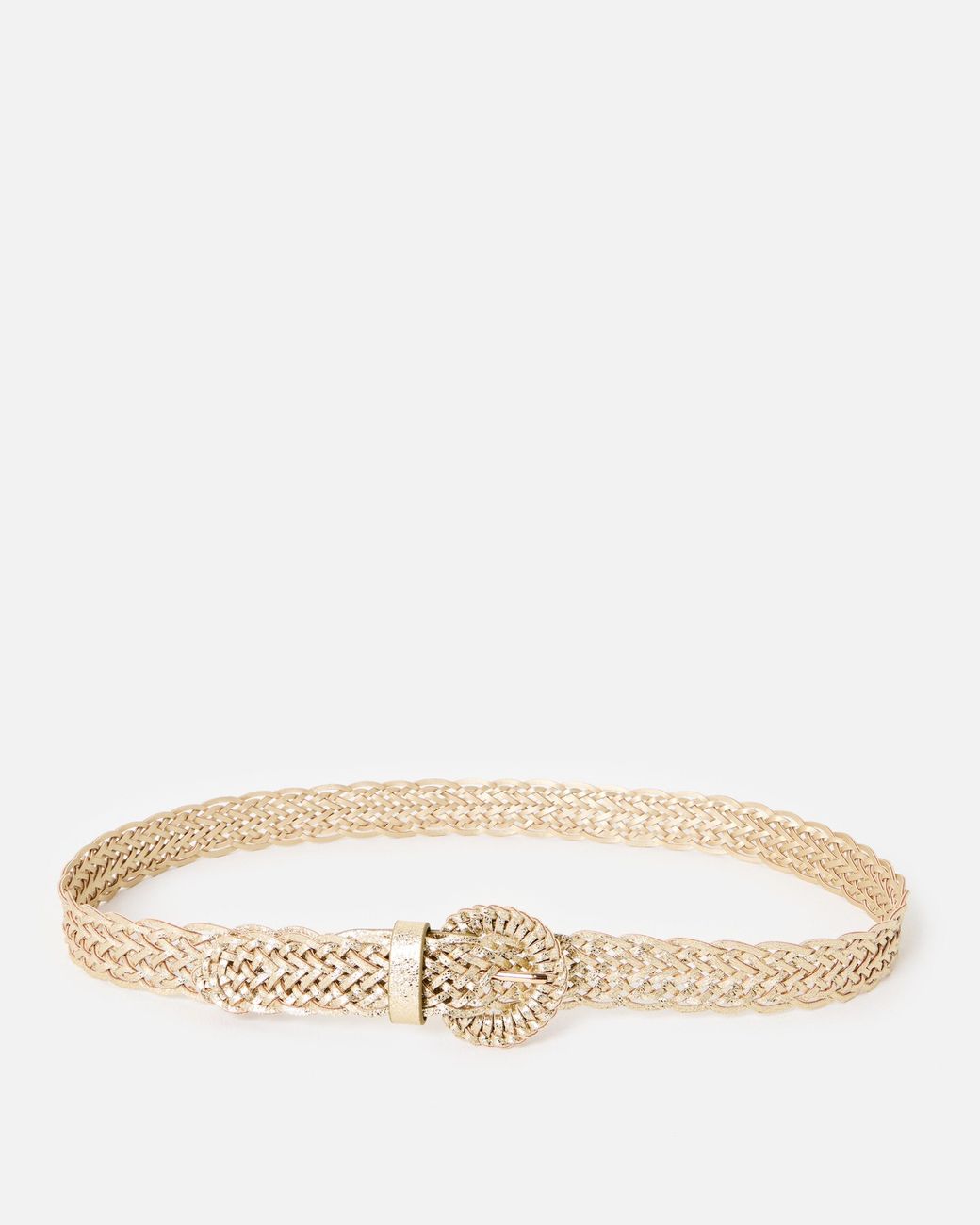 Oliver Bonas Natural Metallic Braided Weave Slim Jeans Belt