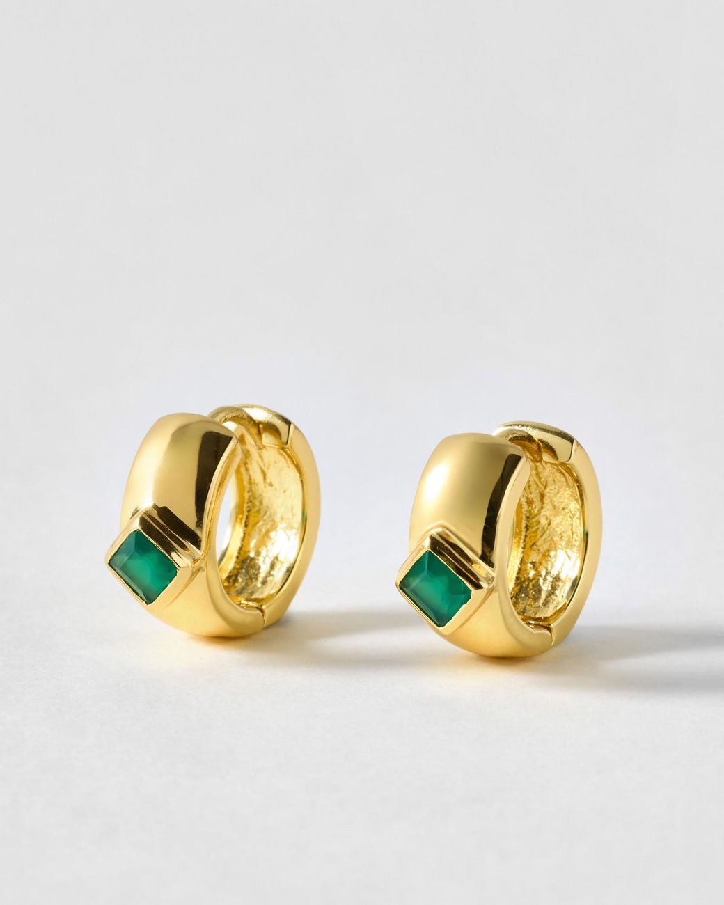 Oliver Bonas Metallic Kya Onyx Diamond Inlay Hoop Earrings