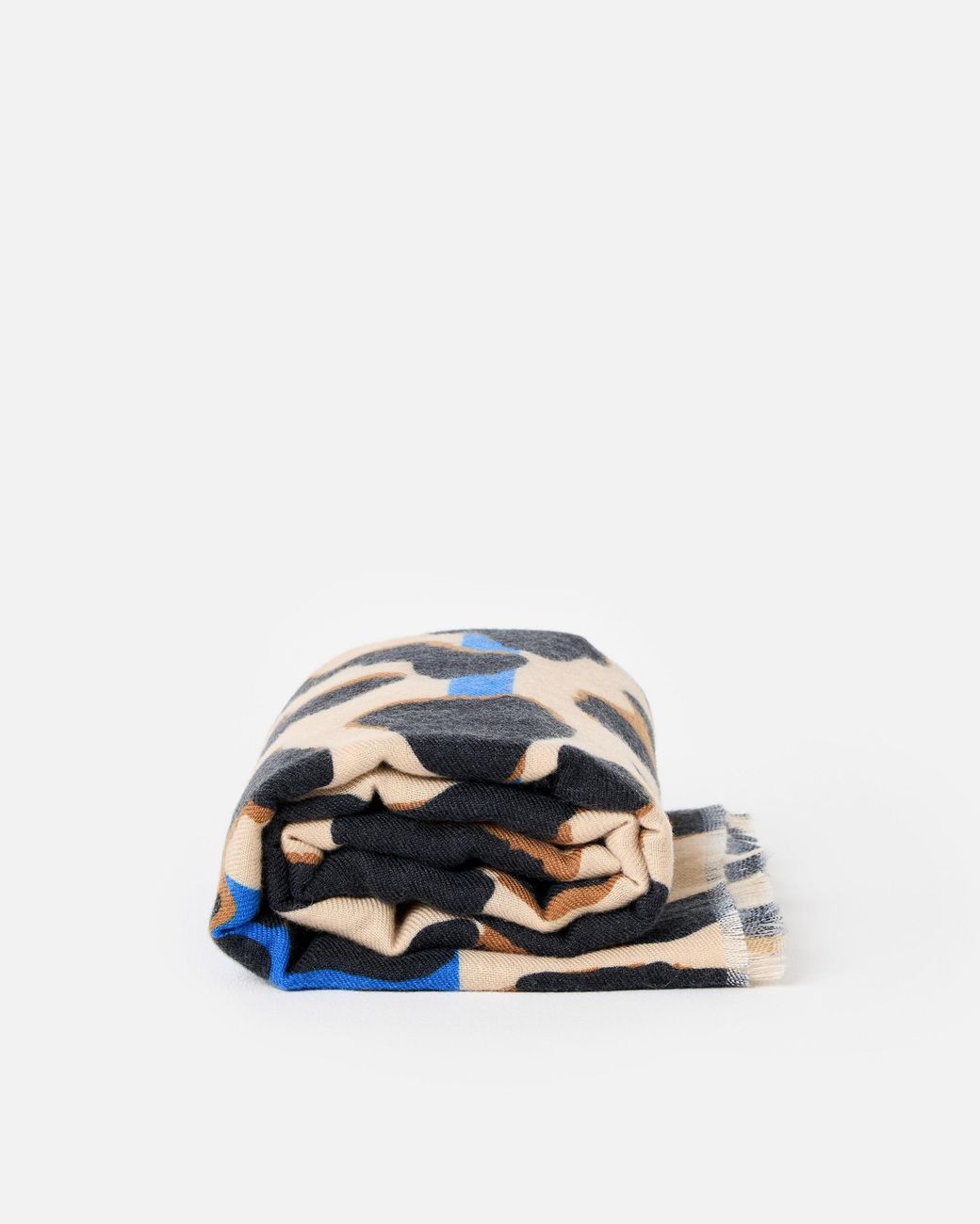 Oliver Bonas Leopard Print & Blue Stripe Midweight Scarf