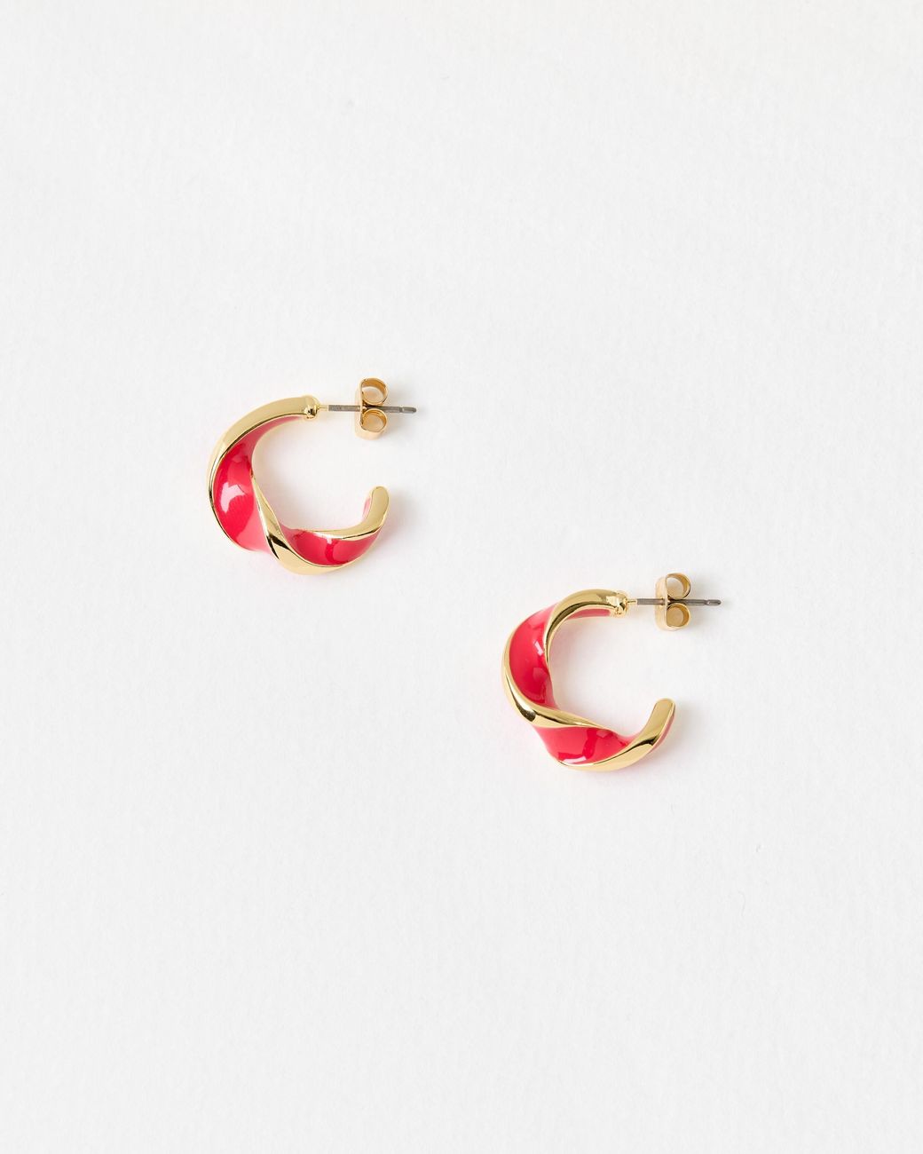 Oliver Bonas White Nala Enamel Twist Hoop Earrings