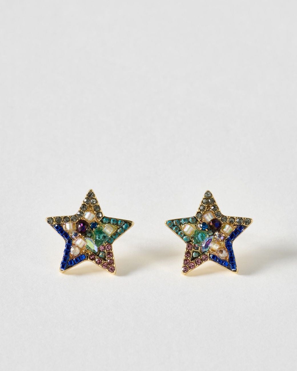 Oliver Bonas Blue Becca Stone Cluster Statement Star Stud Earrings