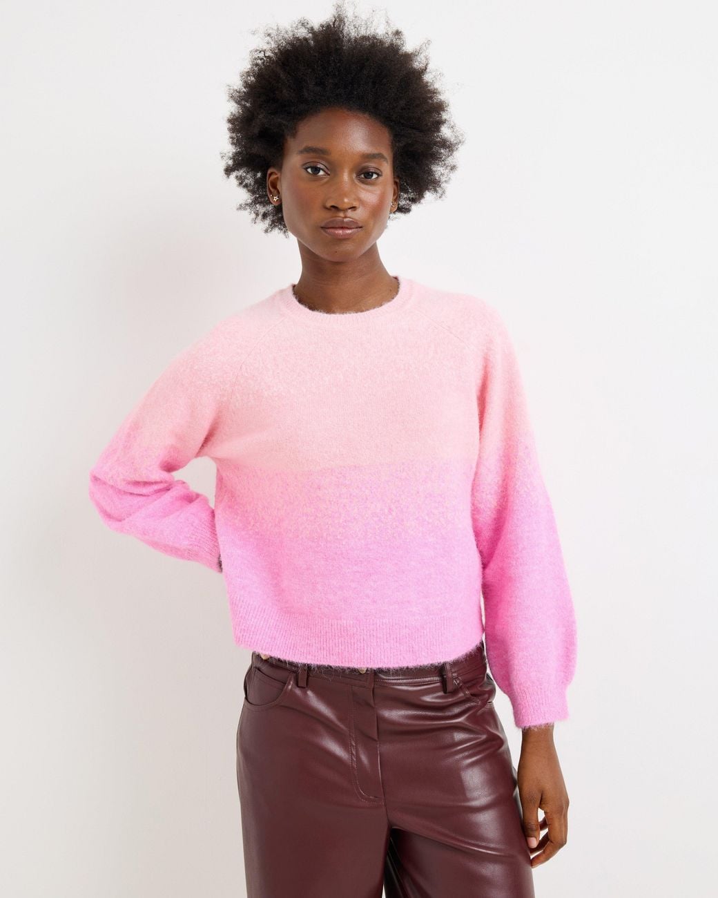 Oliver Bonas Pink Ombre Lofty Knitted Jumper, Size 10