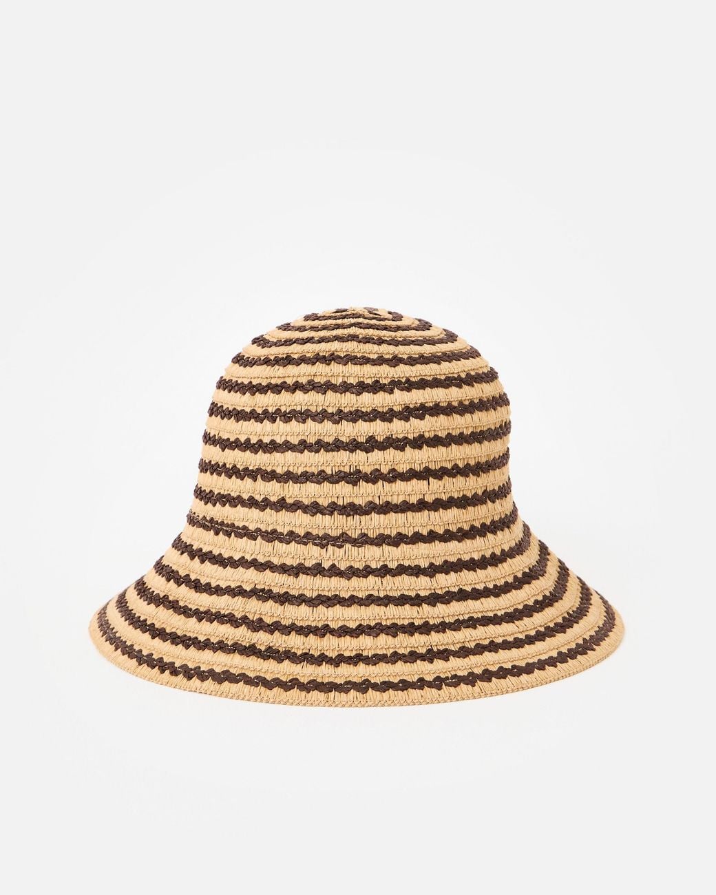 Oliver Bonas Natural & Chocolate Striped Bucket Hat