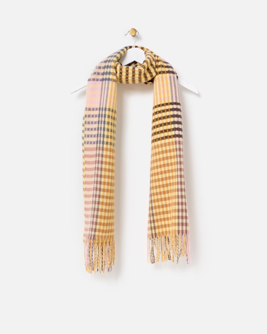 Oliver Bonas Metallic Yellow Checked Textured Weave Midweight Scarf