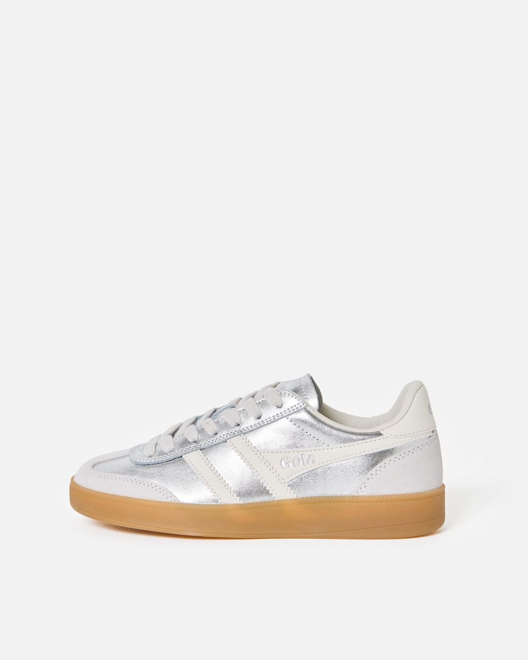 Gola White Viper Silver Metallic & Off Trainers, Size Uk 6