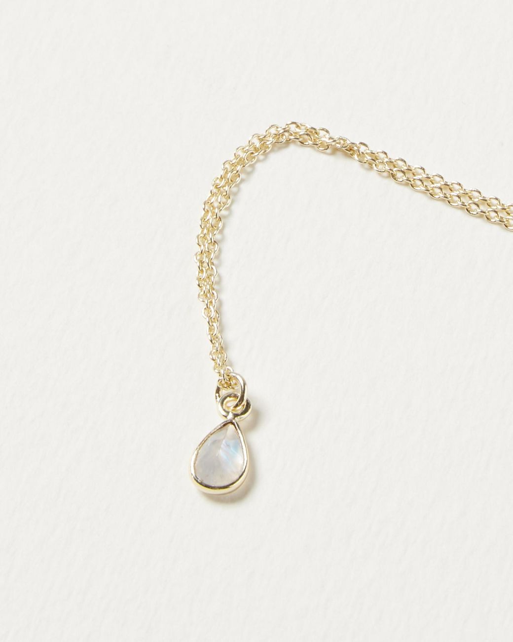 Oliver Bonas Natural Auden White Moonstone & Drop Pendant Necklace