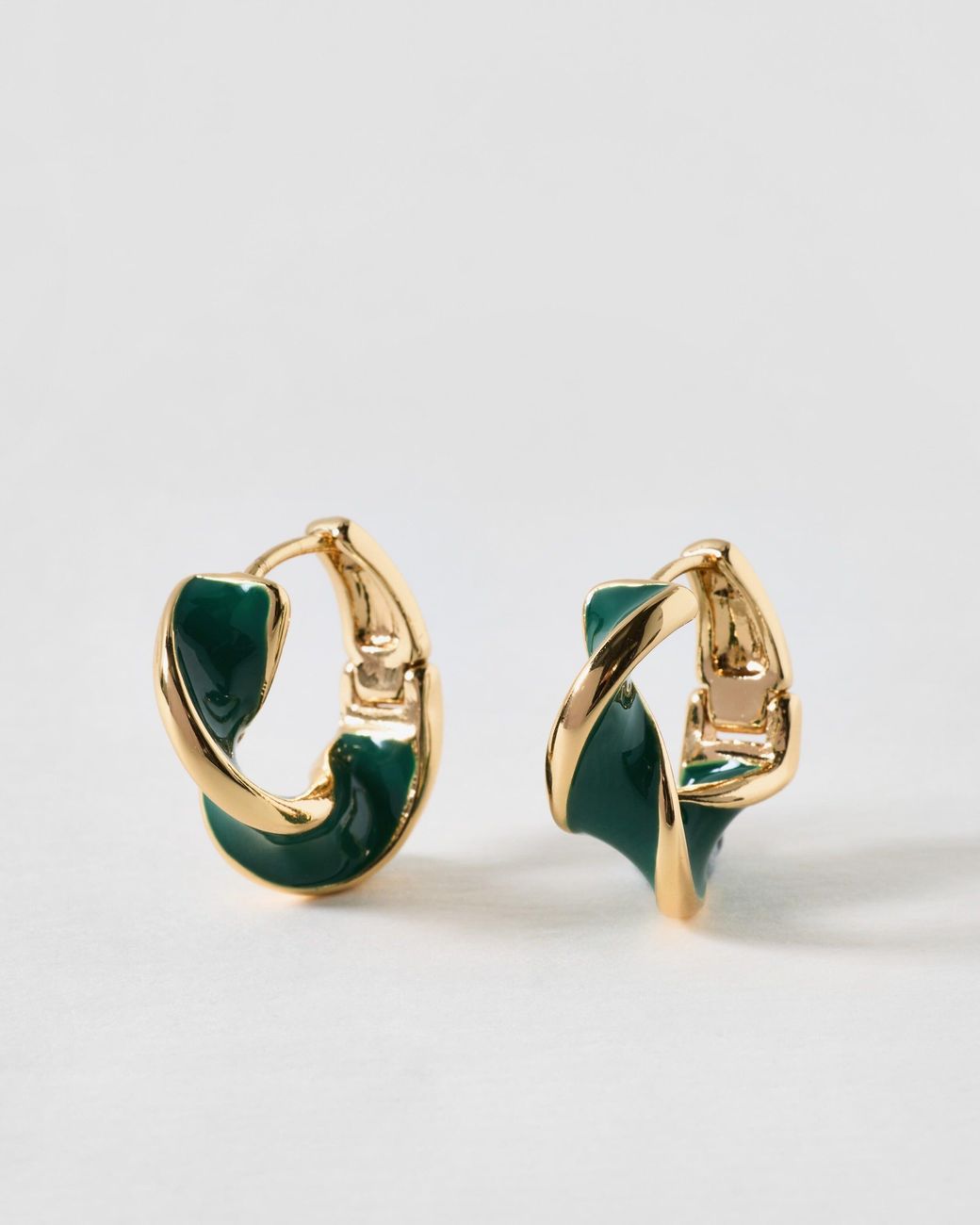 Oliver Bonas Metallic Janine Enamel Twist Hoop Earrings
