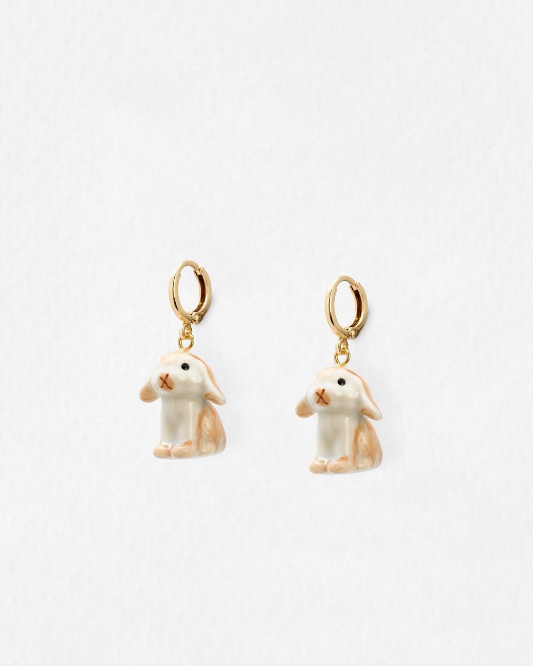 Oliver Bonas White Douglas Bunny Charm Drop Huggie Earrings