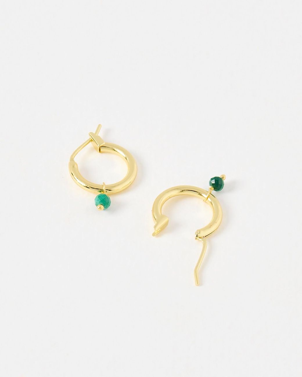 Oliver Bonas White Nou Malachite Drop Hoop Earrings