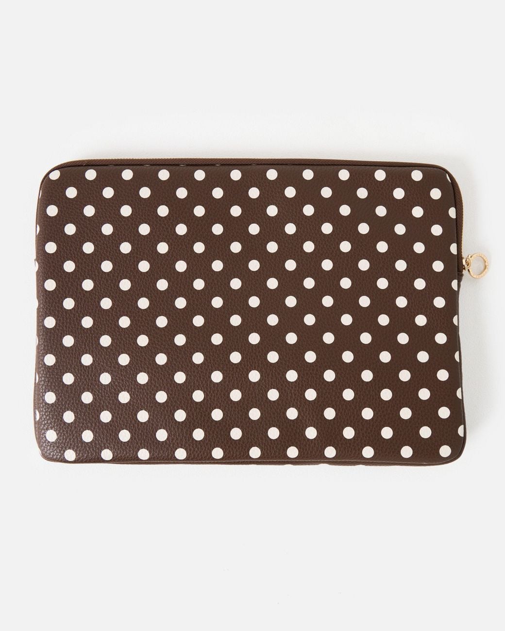 Oliver Bonas Metallic Chocolate Brown & White Polka Dot Laptop Case