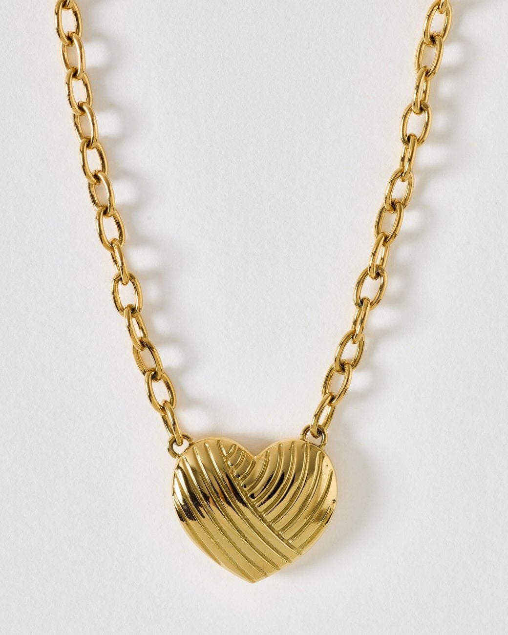 Oliver Bonas Metallic Blair Tone Waterproof Engraved Heart Charm Necklace