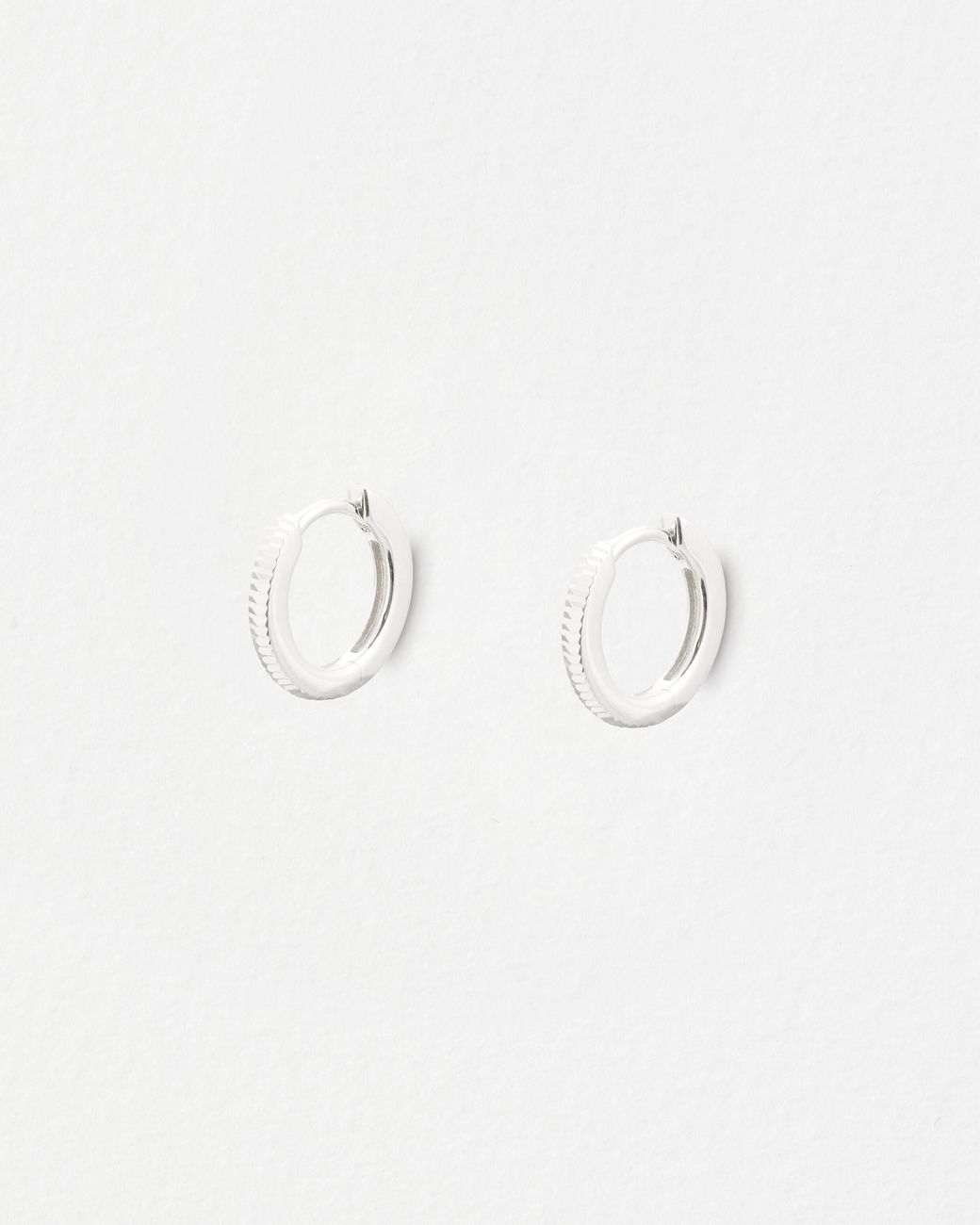 Oliver Bonas Metallic Anita Ridged Sterling Huggie Hoop Earrings