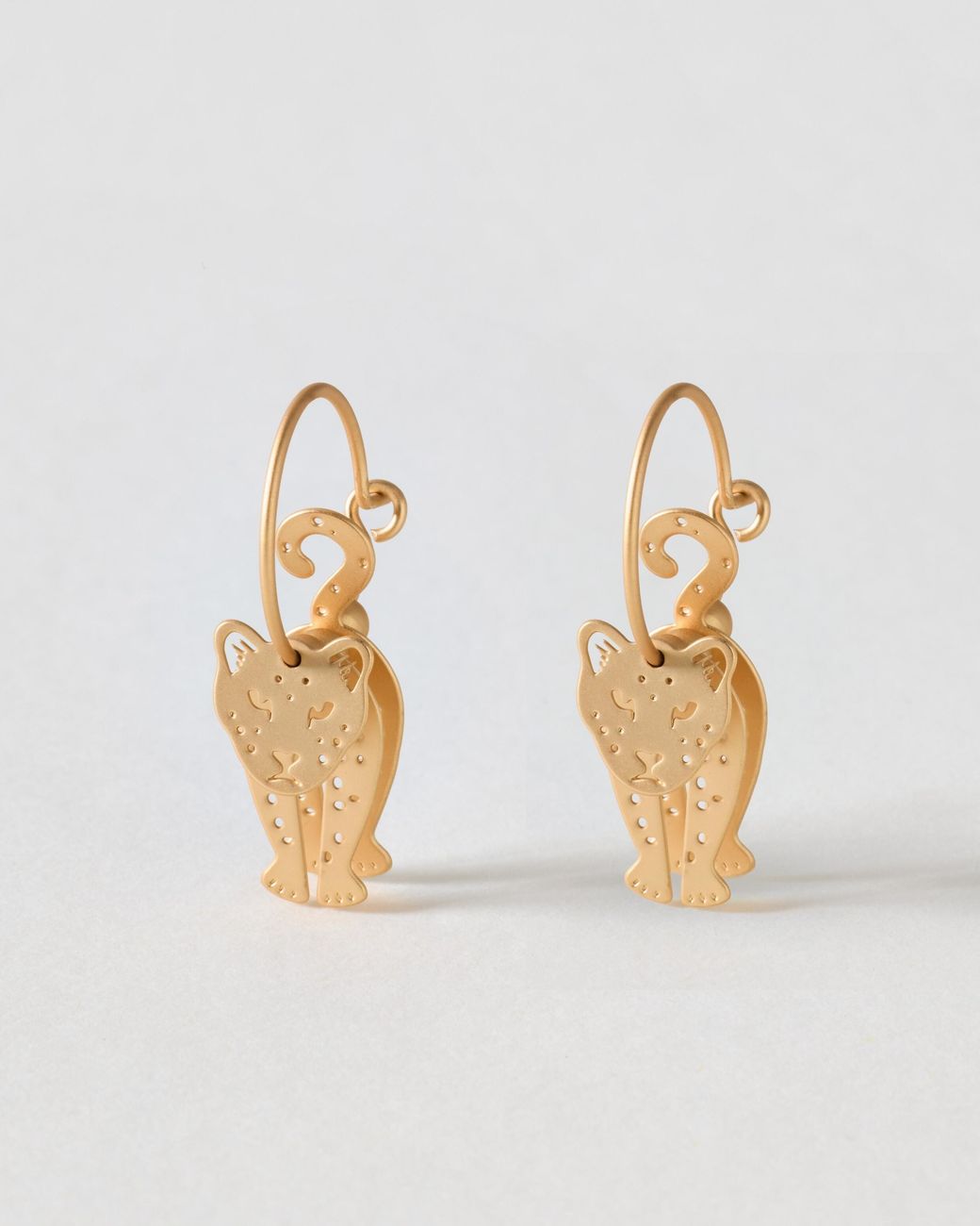 Oliver Bonas White Lani Leopard Charm Wire Hoop Earrings