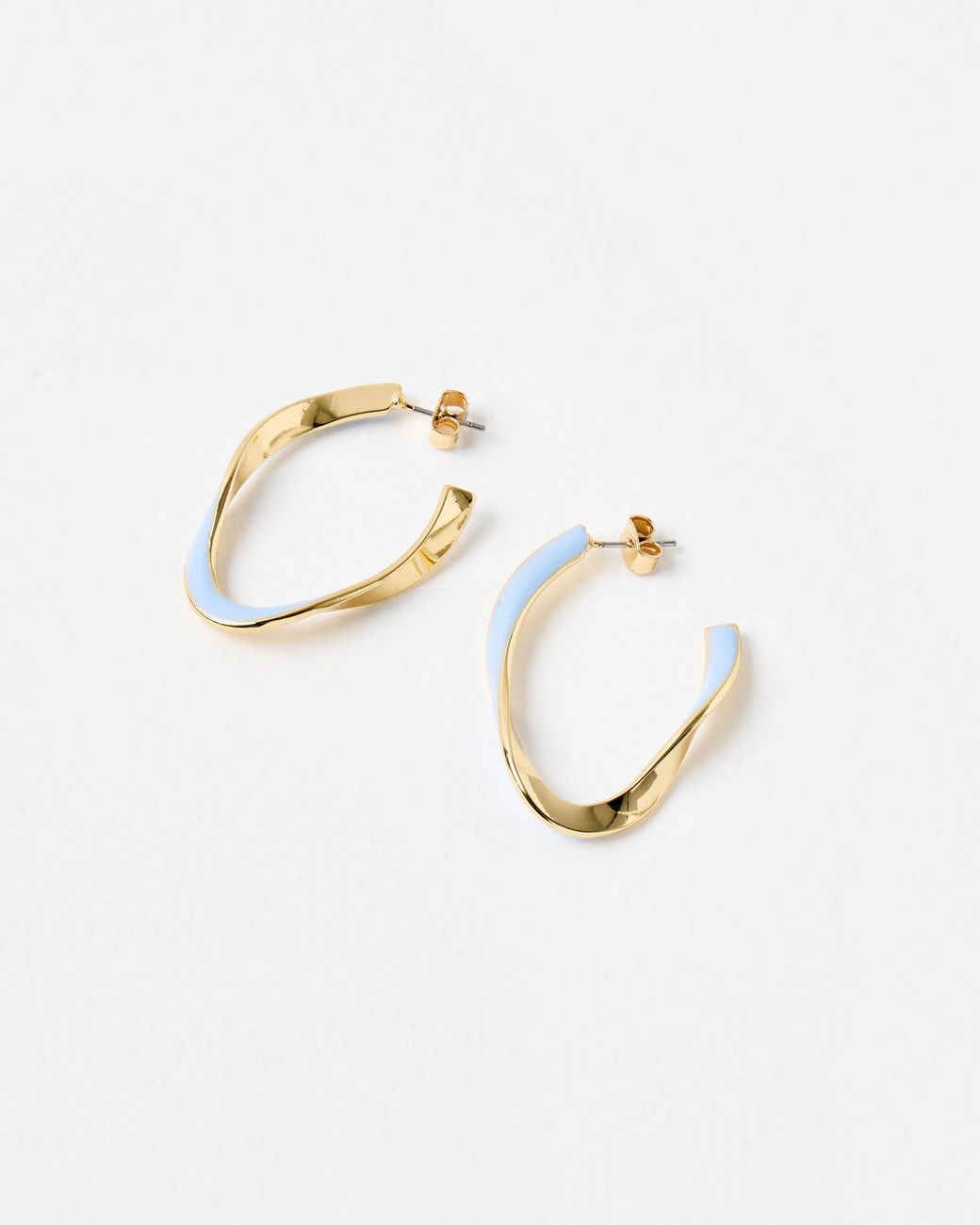 Oliver Bonas White Nadine Enamel Twist Oval Hoop Earrings
