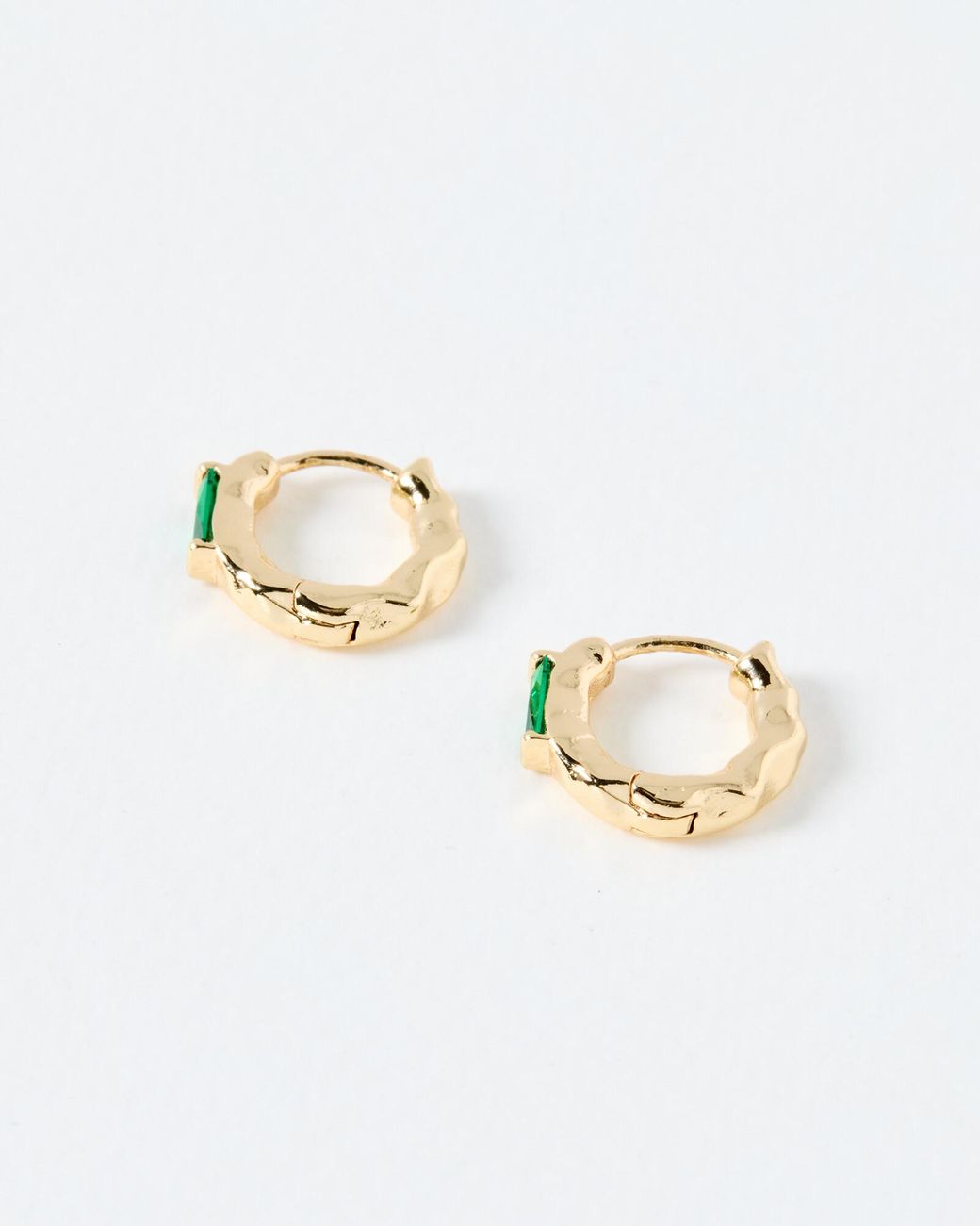 Oliver Bonas Metallic Gal Baguette Gold Tone Huggie Earrings