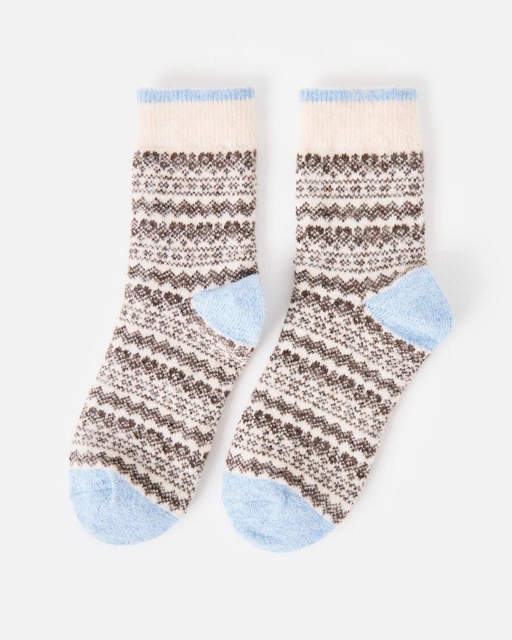 Oliver Bonas White & Blue Fair Isle Cosy Socks