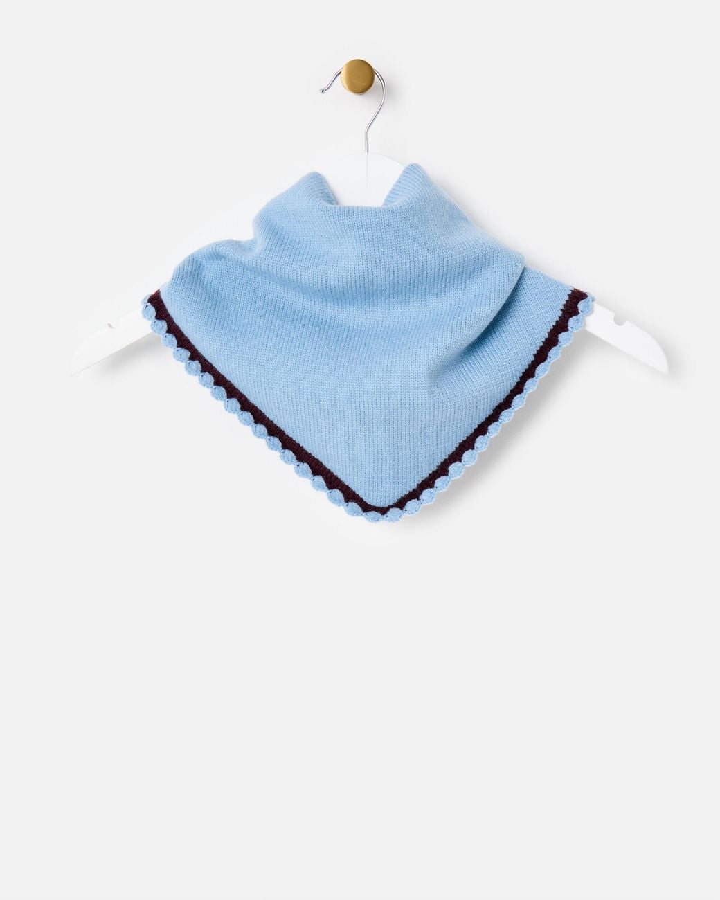 Oliver Bonas Blue Light & Brown Scalloped Edge Knitted Triangle Scarf