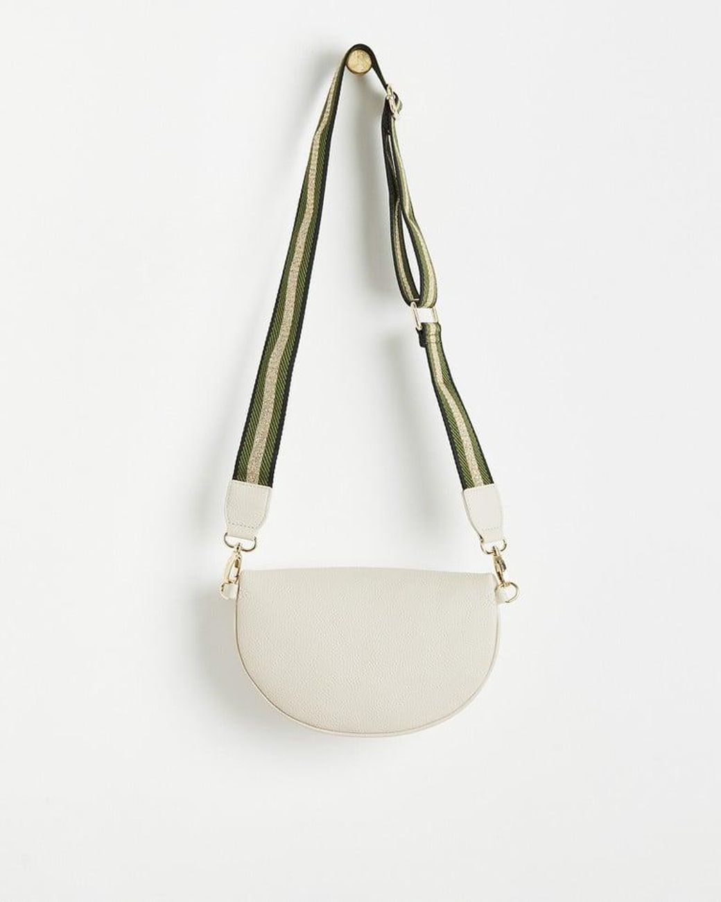 Oliver Bonas Neon Trim Cream Crossbody Belt Bag in White