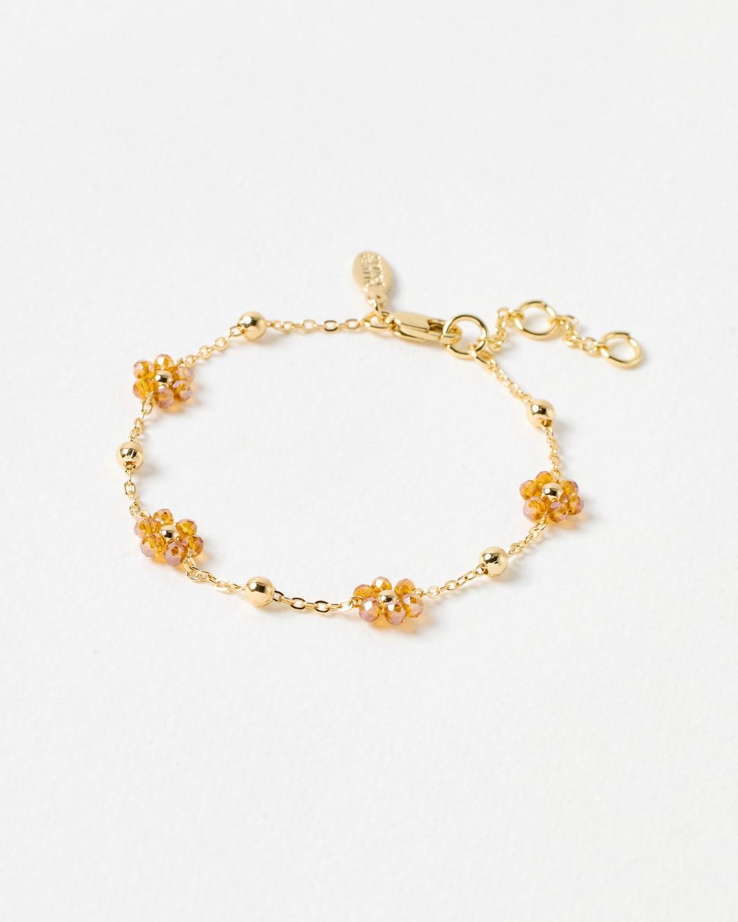 Oliver Bonas Metallic Rosa Beaded Flower Chain Bracelet